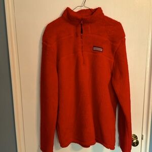 Vineyard Vines Quarter Zip Thick Pile Red Sweater Large